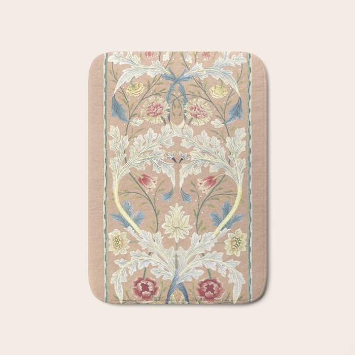 William Morris Antique Floral Embroidery Panel 1875 Bath Mat Gallery Image 1