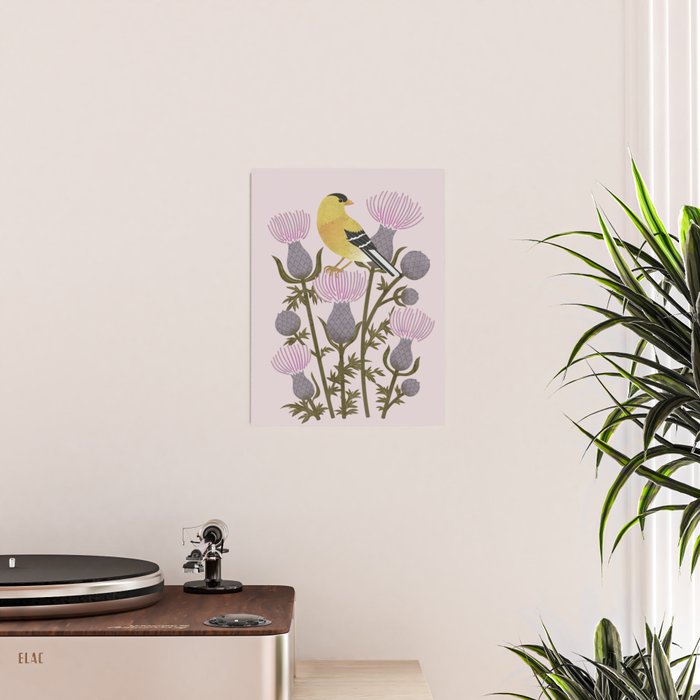 Goldfinch on Purple Thistles Poster Gallery Image 2