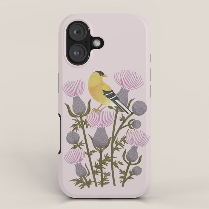 Goldfinch on Purple Thistles iPhone Case Gallery Image 1