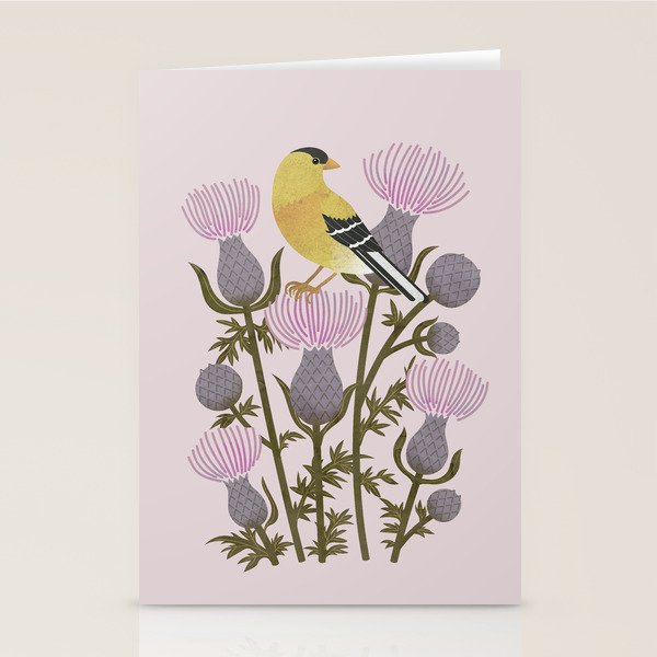 Goldfinch on Purple Thistles Stationery Card Gallery Image 1