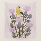 Goldfinch on Purple Thistles Wall Tapestry Gallery Image 4