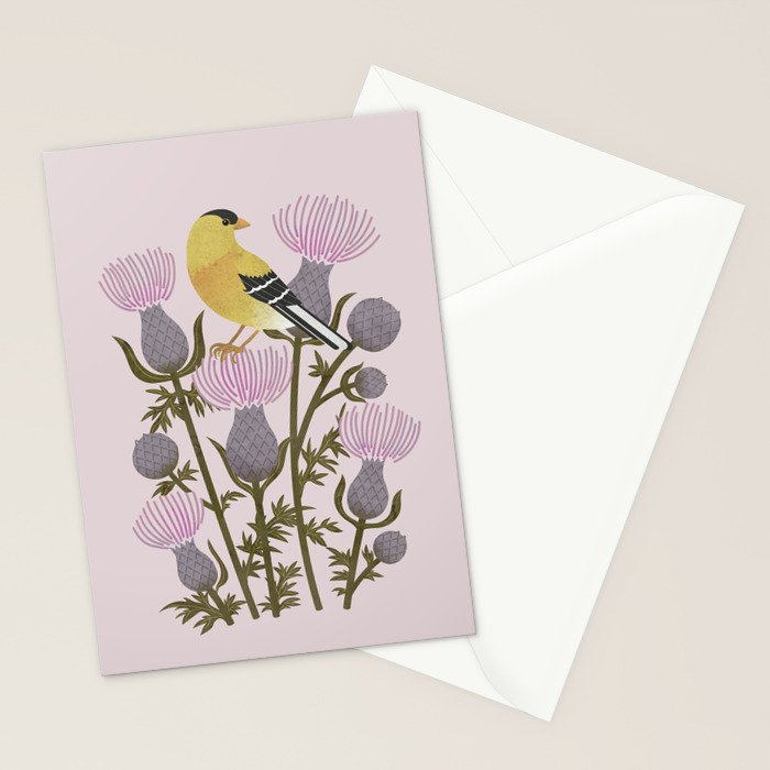 Goldfinch on Purple Thistles Stationery Card Gallery Image 2