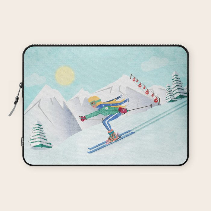 Skiing Girl Laptop Sleeve Gallery Image 1
