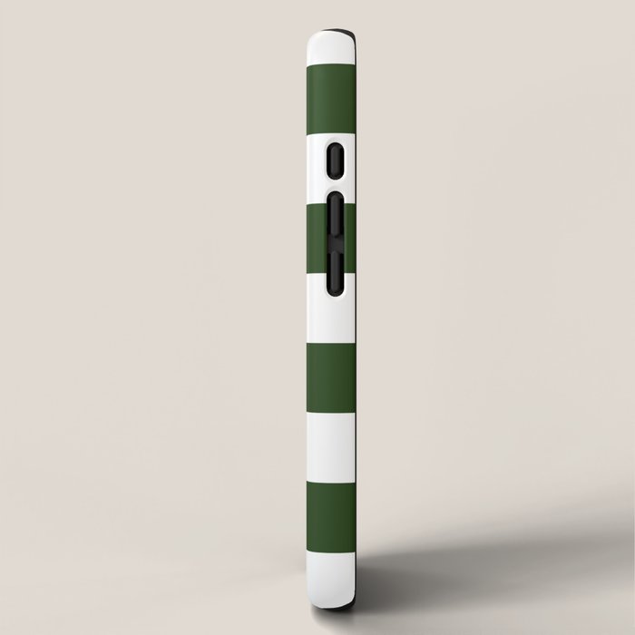 Large Dark Forest Green and White Cabana Tent Stripes iPhone Case Gallery Image 2