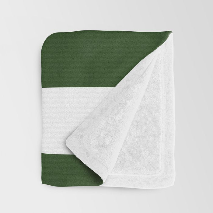 Large Dark Forest Green and White Cabana Tent Stripes Throw Blanket Gallery Image 3