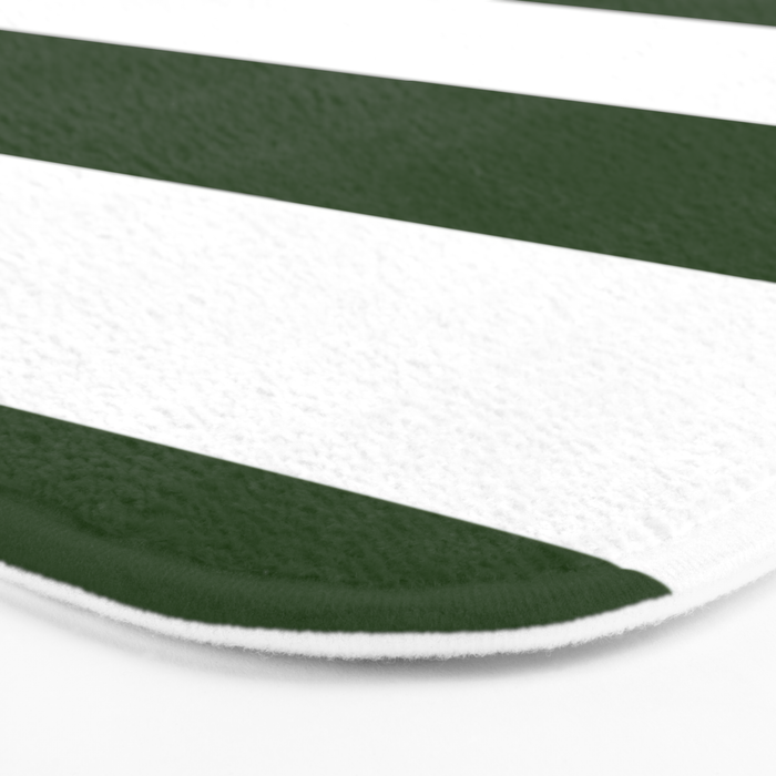 Large Dark Forest Green and White Cabana Tent Stripes Bath Mat Gallery Image 3