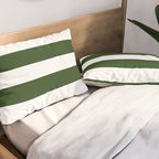 Large Dark Forest Green and White Cabana Tent Stripes Pillow Sham Gallery Image 2