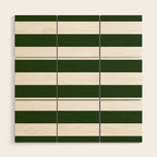 Large Dark Forest Green and White Cabana Tent Stripes Wood Wall Art Gallery Image 1