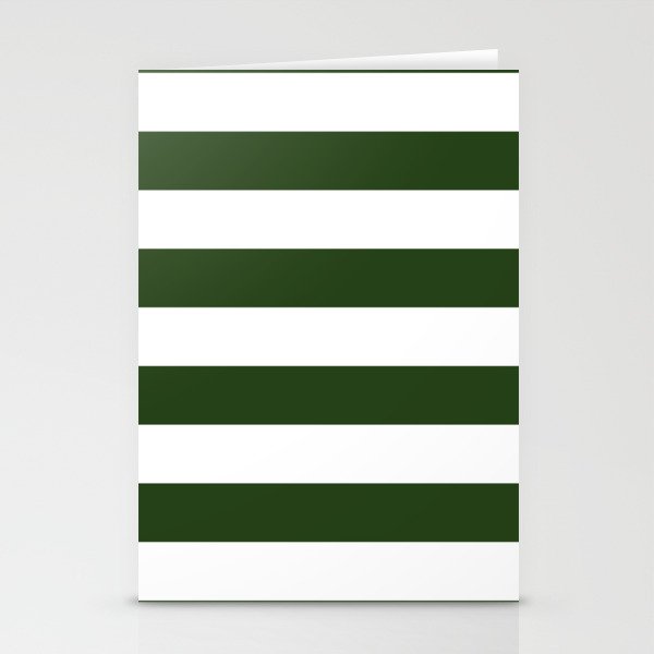 Large Dark Forest Green and White Cabana Tent Stripes Stationery Card Gallery Image 2