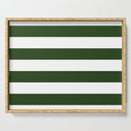 Large Dark Forest Green and White Cabana Tent Stripes Serving Tray Gallery Image 1