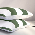 Large Dark Forest Green and White Cabana Tent Stripes Pillow Sham Gallery Image 3