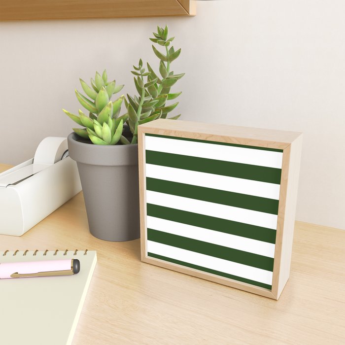 Large Dark Forest Green and White Cabana Tent Stripes Mini Art Print Gallery Image 2