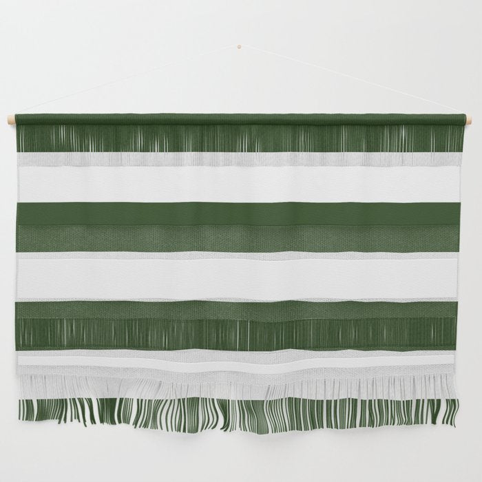 Large Dark Forest Green and White Cabana Tent Stripes Wall Hanging Gallery Image 1