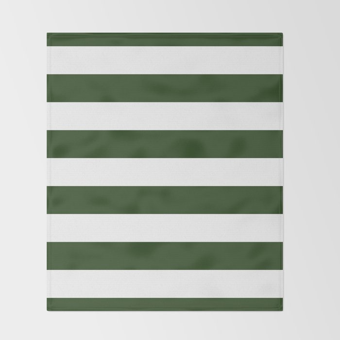 Large Dark Forest Green and White Cabana Tent Stripes Throw Blanket Gallery Image 2