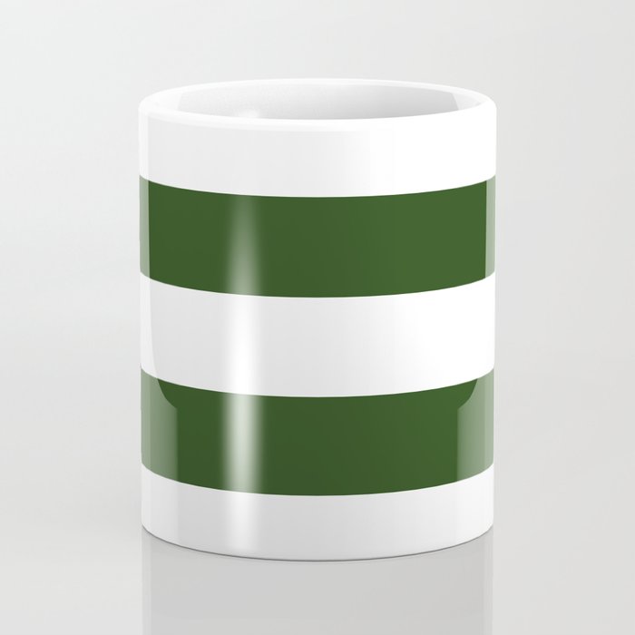 Large Dark Forest Green and White Cabana Tent Stripes Coffee Mug Gallery Image 4