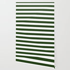 Large Dark Forest Green and White Cabana Tent Stripes Wallpaper Gallery Image 2