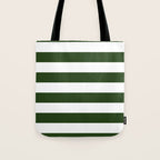 Large Dark Forest Green and White Cabana Tent Stripes Tote Bag Gallery Image 1