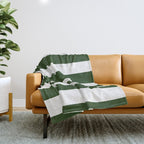 Large Dark Forest Green and White Cabana Tent Stripes Throw Blanket Gallery Image 1