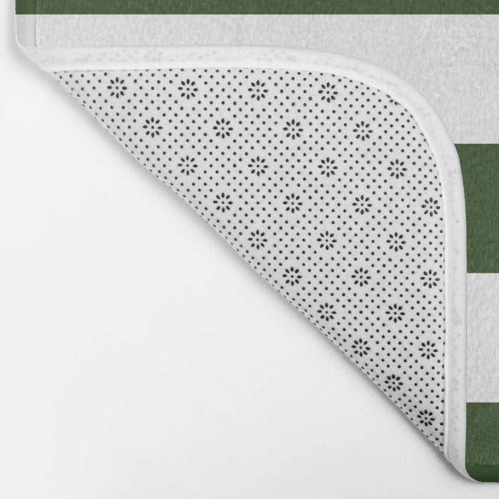Large Dark Forest Green and White Cabana Tent Stripes Bath Mat Gallery Image 2
