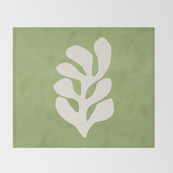 Forest Green Leaf: Matisse Paper Cutouts V Throw Blanket Gallery Image 2