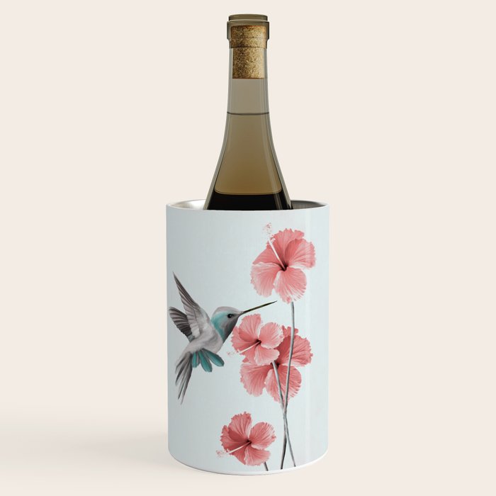 Hummingbird with Hibiscus Wine Chiller Gallery Image 1