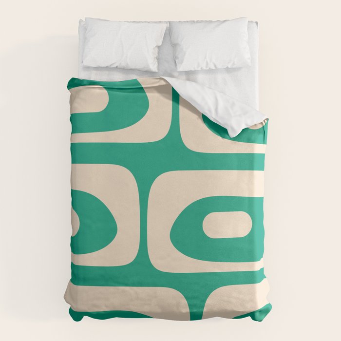 Mid Century Modern Minimalist Retro Abstract Piquet Pattern Jade Green Duvet Cover Gallery Image 6