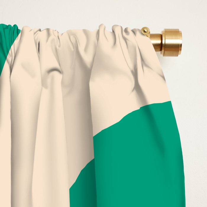 Mid Century Modern Minimalist Retro Abstract Piquet Pattern Jade Green Window Curtain Gallery Image 2