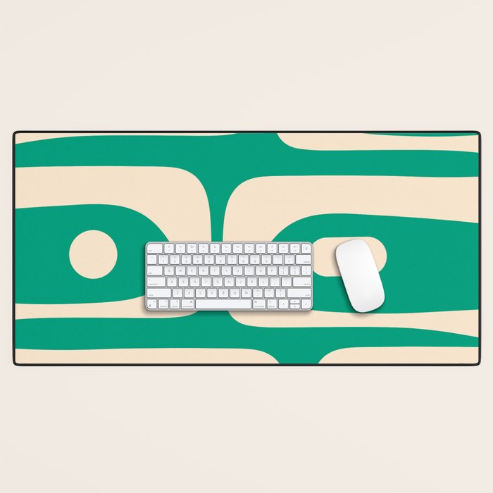 Mid Century Modern Minimalist Retro Abstract Piquet Pattern Jade Green Desk Mat Gallery Image 1
