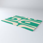 Mid Century Modern Minimalist Retro Abstract Piquet Pattern Jade Green Rug Gallery Image 3