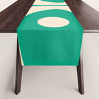 Mid Century Modern Minimalist Retro Abstract Piquet Pattern Jade Green Table Runner Gallery Image 1