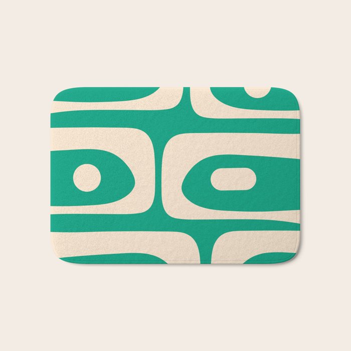 Mid Century Modern Minimalist Retro Abstract Piquet Pattern Jade Green Bath Mat Gallery Image 1