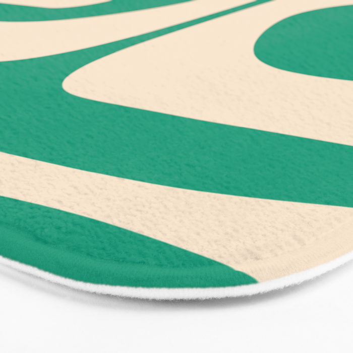 Mid Century Modern Minimalist Retro Abstract Piquet Pattern Jade Green Bath Mat Gallery Image 3