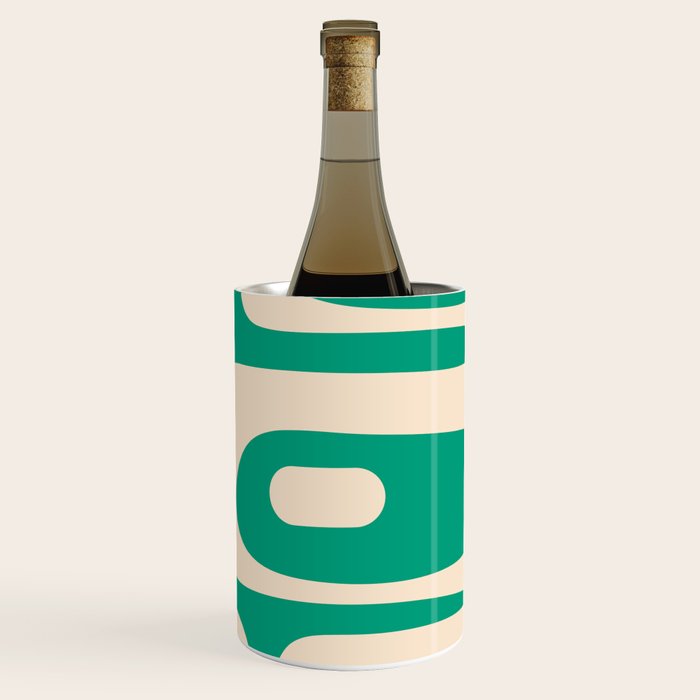 Mid Century Modern Minimalist Retro Abstract Piquet Pattern Jade Green Wine Chiller Gallery Image 3
