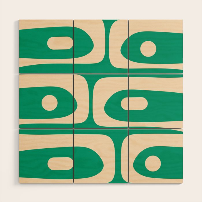 Mid Century Modern Minimalist Retro Abstract Piquet Pattern Jade Green Wood Wall Art Gallery Image 1