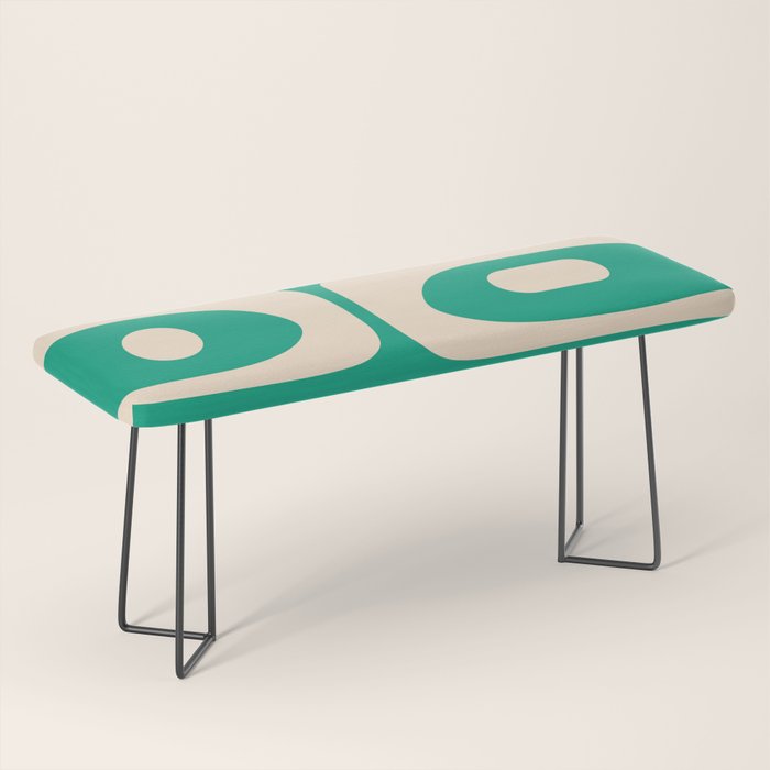 Mid Century Modern Minimalist Retro Abstract Piquet Pattern Jade Green Bench Gallery Image 1