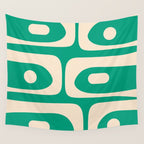 Mid Century Modern Minimalist Retro Abstract Piquet Pattern Jade Green Wall Tapestry Gallery Image 4