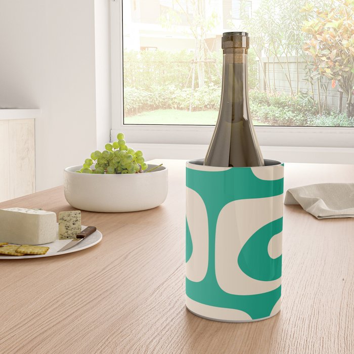 Mid Century Modern Minimalist Retro Abstract Piquet Pattern Jade Green Wine Chiller Gallery Image 4