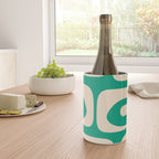 Mid Century Modern Minimalist Retro Abstract Piquet Pattern Jade Green Wine Chiller Gallery Image 4