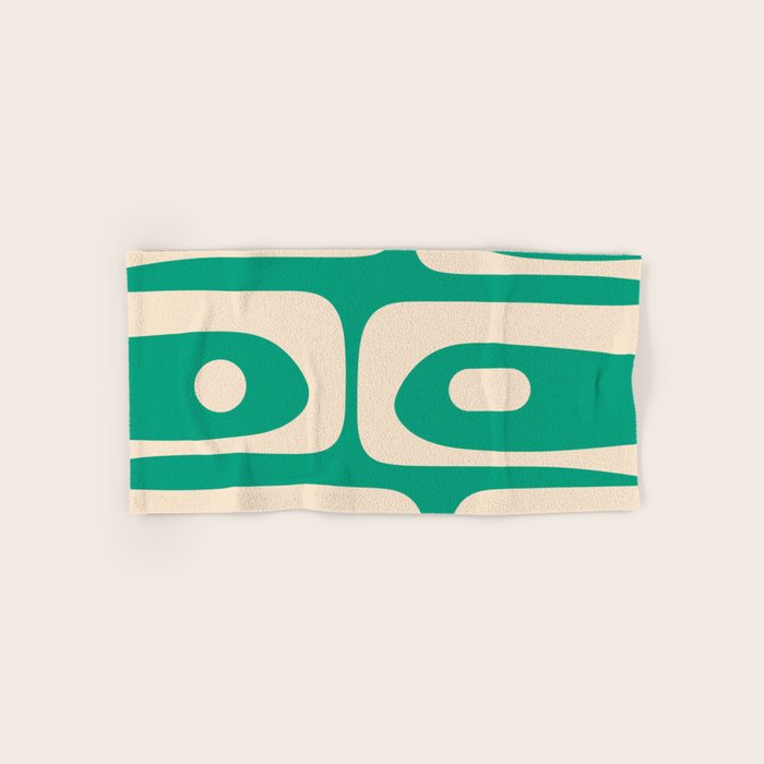 Mid Century Modern Minimalist Retro Abstract Piquet Pattern Jade Green Bath Towel Gallery Image 1