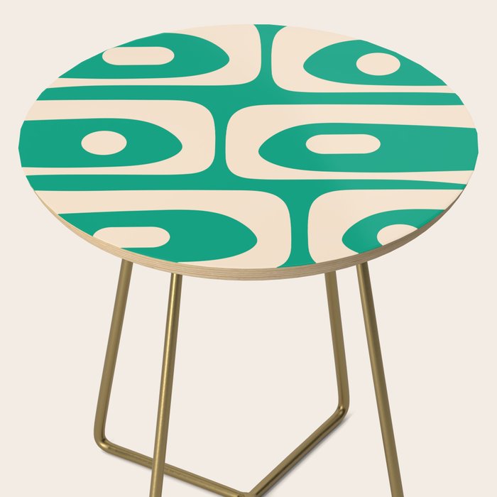 Mid Century Modern Minimalist Retro Abstract Piquet Pattern Jade Green Side Table Gallery Image 2