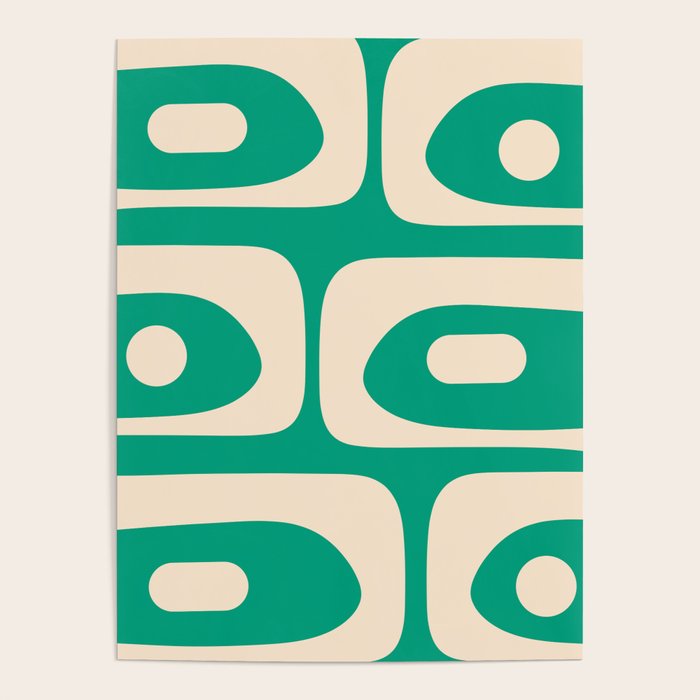 Mid Century Modern Minimalist Retro Abstract Piquet Pattern Jade Green Poster Gallery Image 4
