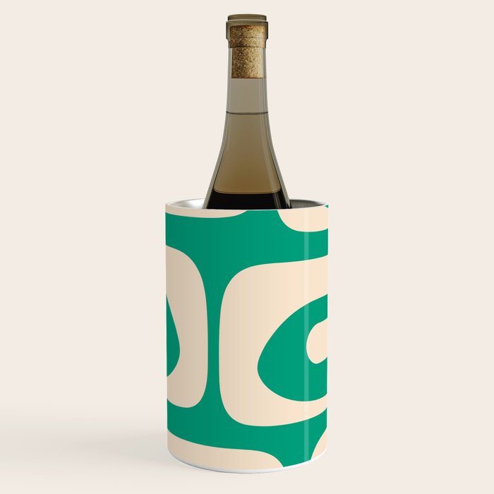 Mid Century Modern Minimalist Retro Abstract Piquet Pattern Jade Green Wine Chiller Gallery Image 1