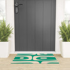 Mid Century Modern Minimalist Retro Abstract Piquet Pattern Jade Green Welcome Mat Gallery Image 3