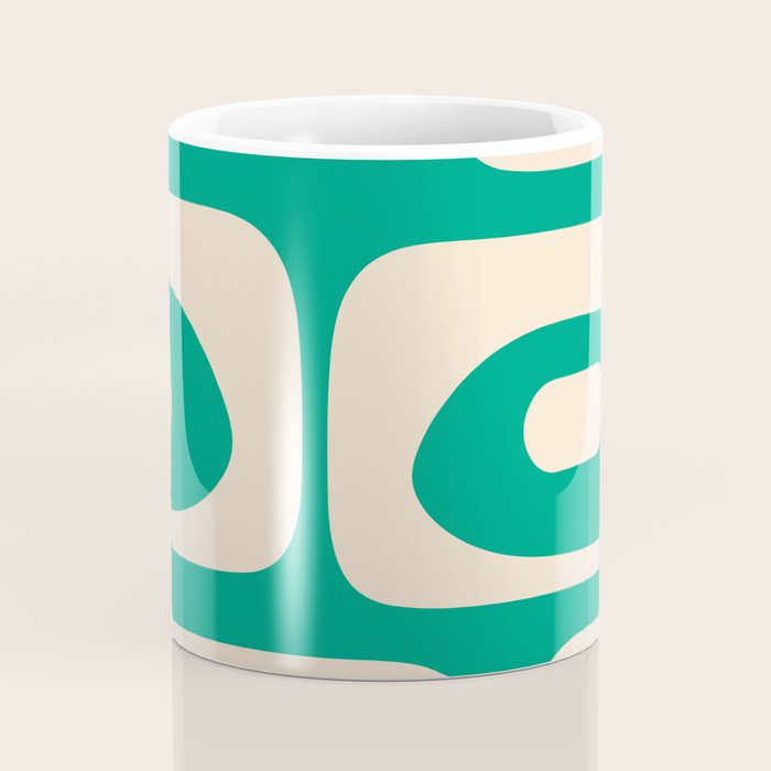 Mid Century Modern Minimalist Retro Abstract Piquet Pattern Jade Green Coffee Mug Gallery Image 4