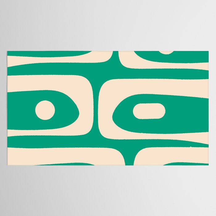 Mid Century Modern Minimalist Retro Abstract Piquet Pattern Jade Green Tablecloth Gallery Image 2