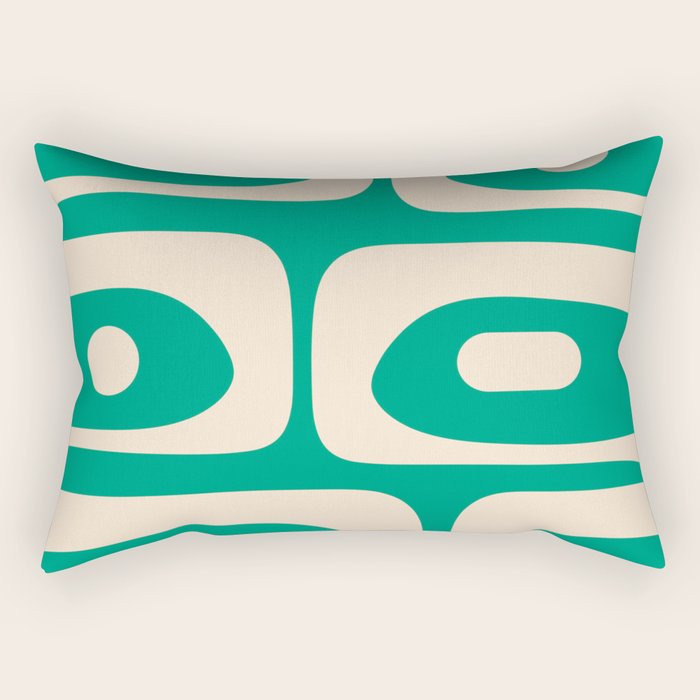 Mid Century Modern Minimalist Retro Abstract Piquet Pattern Jade Green Rectangular Pillow Gallery Image 2