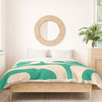Mid Century Modern Minimalist Retro Abstract Piquet Pattern Jade Green Duvet Cover Gallery Image 3
