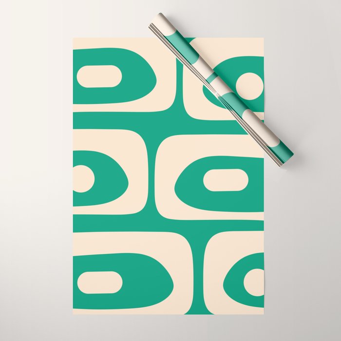 Mid Century Modern Minimalist Retro Abstract Piquet Pattern Jade Green Wrapping Paper Gallery Image 1