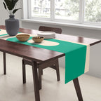 Mid Century Modern Minimalist Retro Abstract Piquet Pattern Jade Green Table Runner Gallery Image 2
