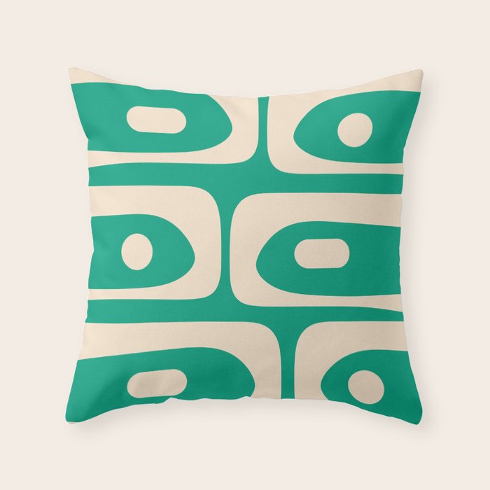 Mid Century Modern Minimalist Retro Abstract Piquet Pattern Jade Green Throw Pillow Gallery Image 6